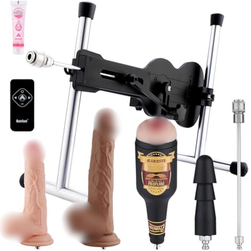 Sex Machine Sex Toys Auxfun Thrusting Machines For Men Women, Ezfunlok Adapter For Vac-U-Lock Premium Dildo Machine With 5 Attachments, Adult Machines Device Gun Remote Control