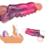 Monster Penis Sleeve Cock Sleeve With Penis Ring, Reusable Penis Extender Male Sex Toys Enhance Male Endurance, Elastic Silicone Penis Pump To Enlarge Prolong For Men & Couples,Red