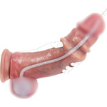 Squirting Dildo & Realistic Movable Foreskin Dildos Sex Toys, 2 In 1 Silicone Foreskin Ejaculating Toy For Vaginal Anal Play, 10" Huge Strap On Anal Dildo With Suction Cup, Sliding Skin Cumming Toy