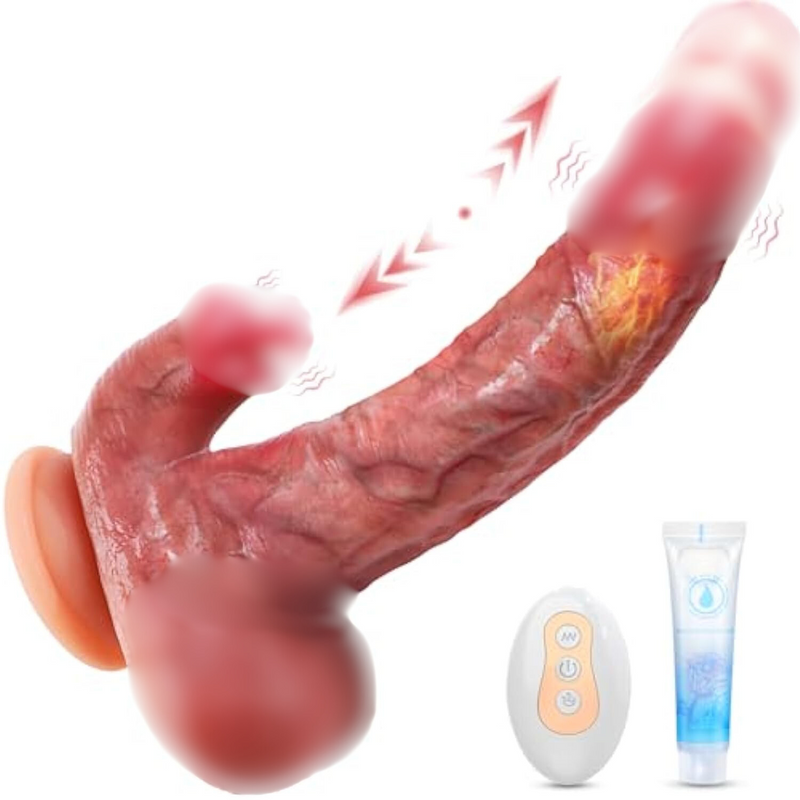 Realistic Thrusting Dildo Licking Vibrator, Sex Toys Silicone Dildos Vibrators With 9 Vibrating 9 Thrusting & Heating Licking Modes For Anal G-Spot Stimulation, Remote Control Adult Toys For Women Men