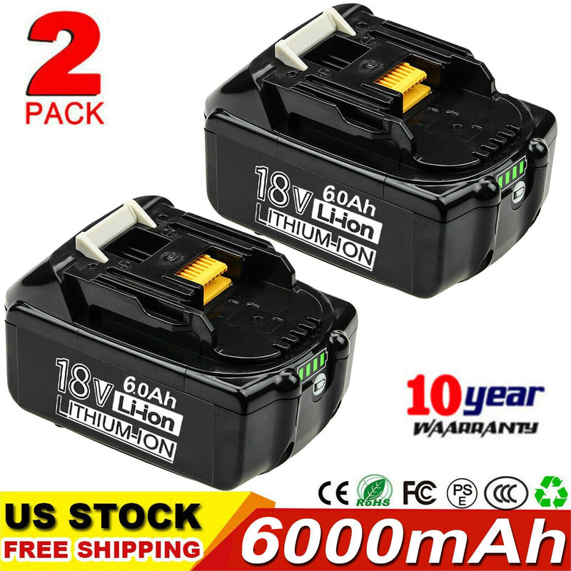 2X 6.0Ah Bl1860 Bl1850 18V Li-Ion Battery Bl1850B Bl1830 Bl1860B New