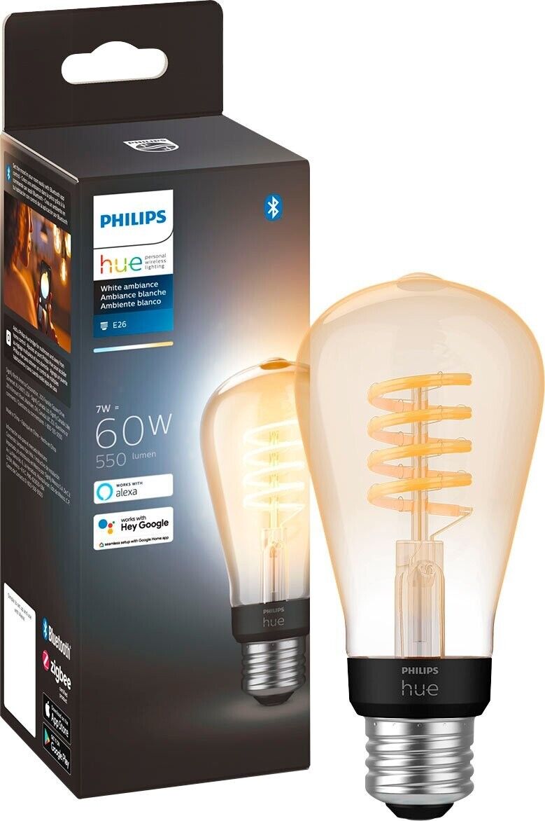 Philips Hue White Ambiance Filament ST19 Bluetooth LED Smart Bulb