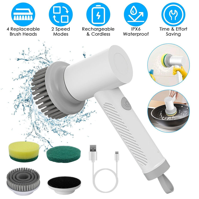Electric Handheld Spin Scrubber Cordless Cleaning Brush Shower Scrubber Portable