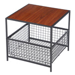 20 Inch Side Table With Storage Basket Wood Top Sofa Side Table For Living Room