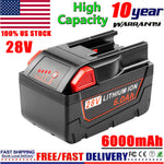 6.0Ah 28V Li-Ion Battery For Milwaukee For M28 Power 48-11-2830 28Volt Cordless