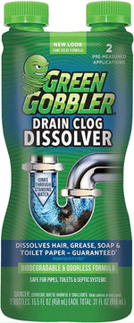 Green Gobbler Drain Clog Dissolver, Toilet Clog Remover, 31 Oz