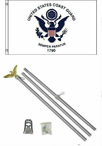 2X3 2'X3' U.S. Coast Guard Crest Flag Aluminum Pole Kit Set