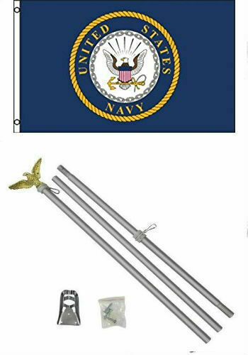 2X3 2'X3' U.S. Navy Emblem Crest Flag Aluminum Pole Kit Set