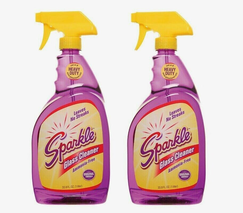 2 pk~ Sparkle GLASS CLEANER 33.8 oz. Mild Flowery/Fruity Scent Streak-Free 20345