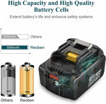 2X 6.0Ah Bl1860 Bl1850 18V Li-Ion Battery Bl1850B Bl1830 Bl1860B New