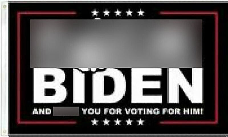 3X5 F BIDEN FLAG MIDDLE FINGER BIDEN FLAG BIDEN $UCKS BLACK FLAG BANNER 100D