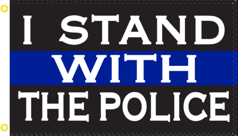 12X18 I Stand With The Police Thin Blue Line Flag American 100D Boat Flag