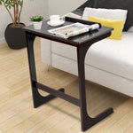 Bamboo Adjustable TV Tray C-Shape Sofa End Table Laptop Desk w/Tilting Top Brown