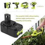 8.0Ah For Ryobi 18V P108 High Capacity Battery Lithium-Ion P106 P107 P103 P105