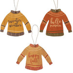 Cwi Fall Decor - Sweater Weather Hello Pumpkin Ornaments 3Pc Set