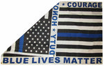 3X5 Duty Honor Courage Blue Lives Matter 3'X5' Rough Tex 100D Oxford Poly Flag