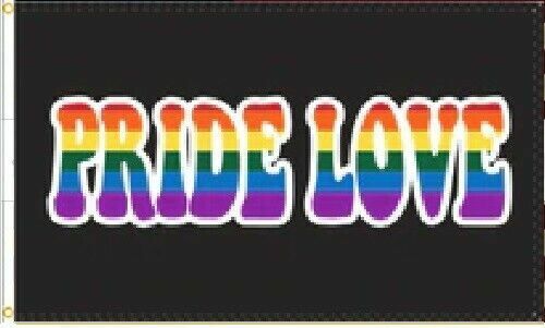 3X5 PRIDE LOVE BLACK FLAG BANNER GROMMETS (100D FABRIC)