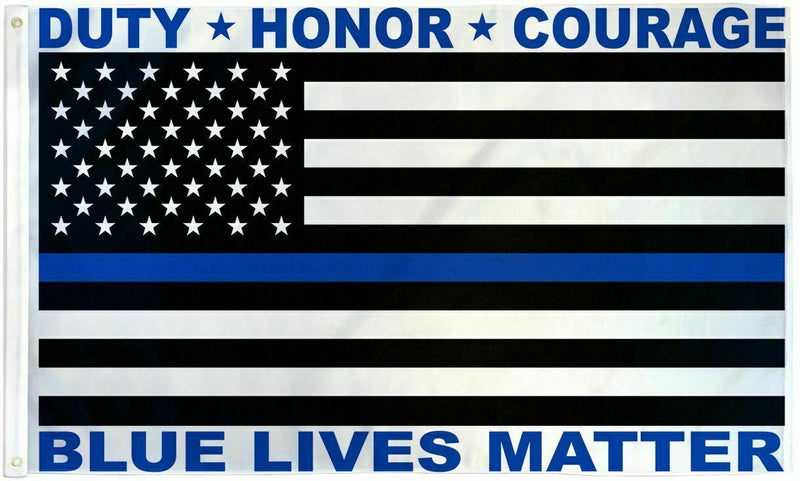 12X18 Usa Police Thin Blue Line Duty Honor Courage Blue Lives Matter 100D Flag