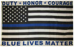 3X5 Duty Honor Courage Blue Lives Matter 3'X5' Rough Tex 100D Oxford Poly Flag