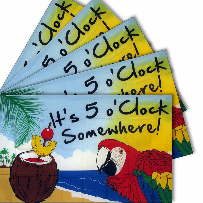 3x5 3'x5' Wholesale Set 5 Pack of It's 5 O'clock Somewhere Drinking 5 Flags Flag