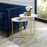 Real Burnished Marble Round Nesting Table End Sofa Side Table Set Sintered Stone