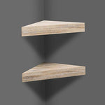 Wall Mounted Wood Corner Shelves - Set of 2