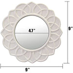 Decorative 9 Ivory Round Floral Ceramic Accent Wall Mirror