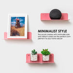 Floating Hanging Shelves with Cable Clips for Bedroom & Gaming Room - Set Of 2