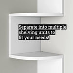 5 Tier Wall Mount Corner Shelves Rustic White Finish 7 75 L X 7 75 W X 48 5 H