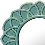 Decorative 9 Ivory Round Floral Ceramic Accent Wall Mirror