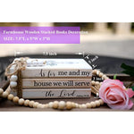 Farmhouse Rustic Wood Decorative Books Stack for Home Coffee Table Living Room