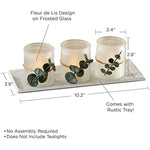 Frosted Glass Votive Candle Holders Tray Set