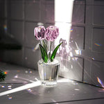 Pink Crystal Tulips Flower Figurines