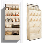 Large Deep Pockets Door Shoe Rack with 3 Hooks