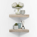 Wall Mounted Wood Corner Shelves - Set of 2