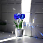 Pink Crystal Tulips Flower Figurines