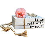 Farmhouse Rustic Wood Decorative Books Stack for Home Coffee Table Living Room