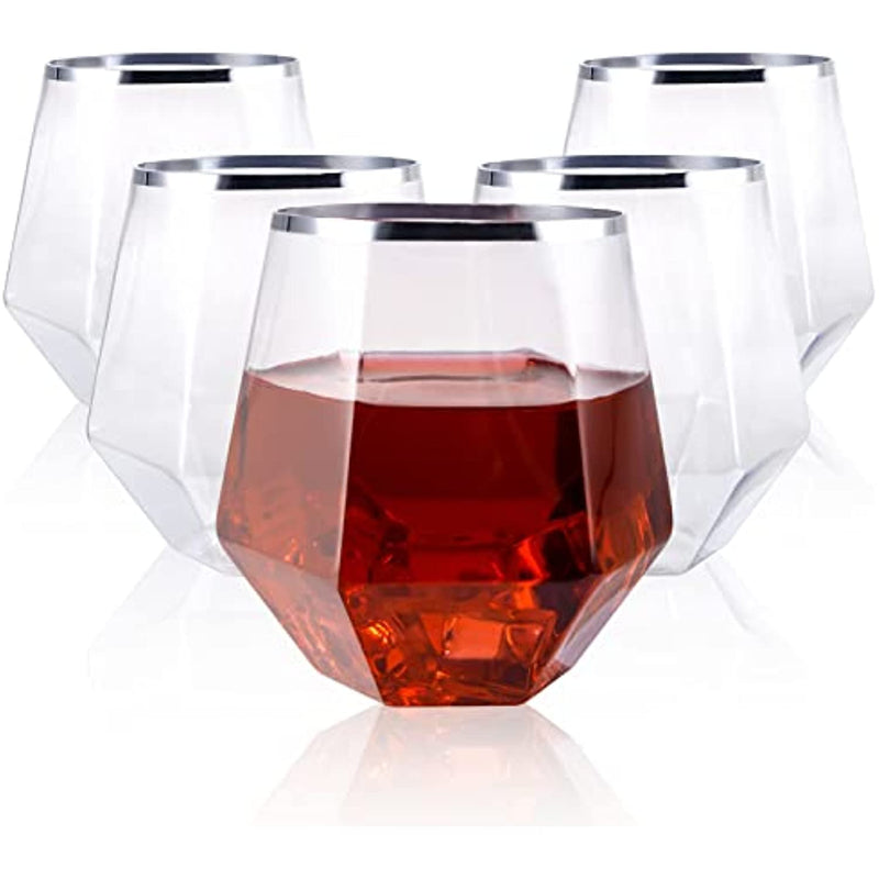 Stemless Diamond Shaped Wine Glasses For Serving Wine Cocktail Whiskey