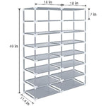 28 Pairs Portable Double Row with Nonwoven Fabric Cover Shoe Rack