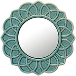 Decorative 9 Ivory Round Floral Ceramic Accent Wall Mirror