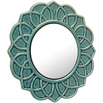 Decorative 9 Ivory Round Floral Ceramic Accent Wall Mirror