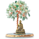 Buddha Statue with Healing Crystal Tree, Tree of Life for Positive Energy