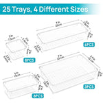 4-Size Versatile Bathroom and Vanity Drawer Organizer Trays