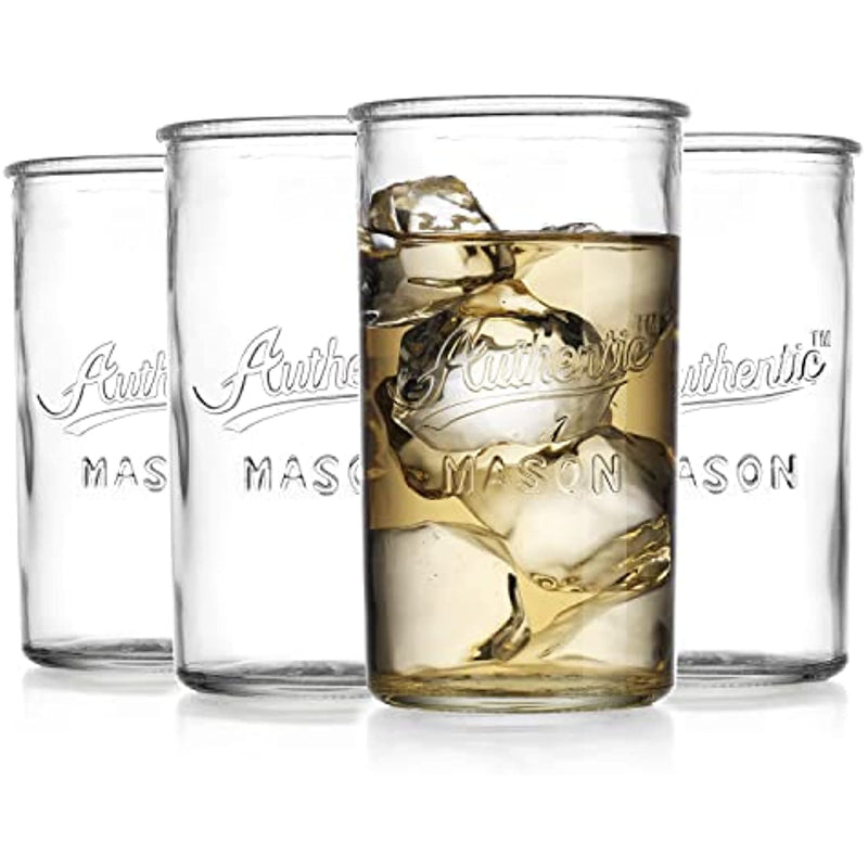 Set Of 4 Authentic Mason Vintage Glassware Clear Glass Tumblers For Cocktails