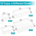 4-Size Versatile Bathroom and Vanity Drawer Organizer Trays
