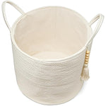 Decorative Rope Basket Wooden Bead Decoration with Handles