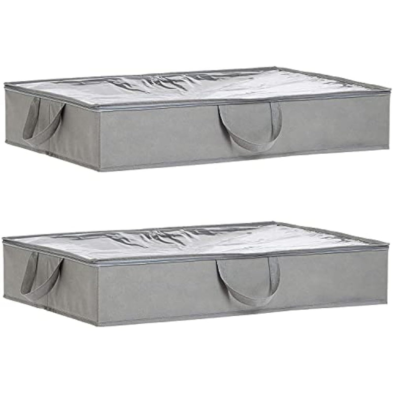 Under Bed Fabric Storage Container Bags with Window and Handles