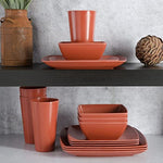 Soho Grayson Square Melamine Dinnerware Set Service For Four 16Pcs