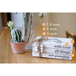 Farmhouse Rustic Wood Decorative Books Stack for Home Coffee Table Living Room