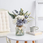Artificial White Flowers with Vase for Coffee Table Decor